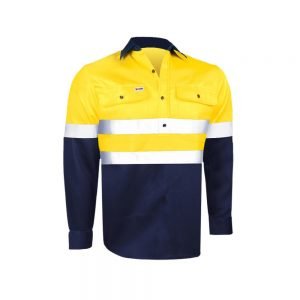 Long Sleeve Cotton Shirt – Closed Front (Reflective)